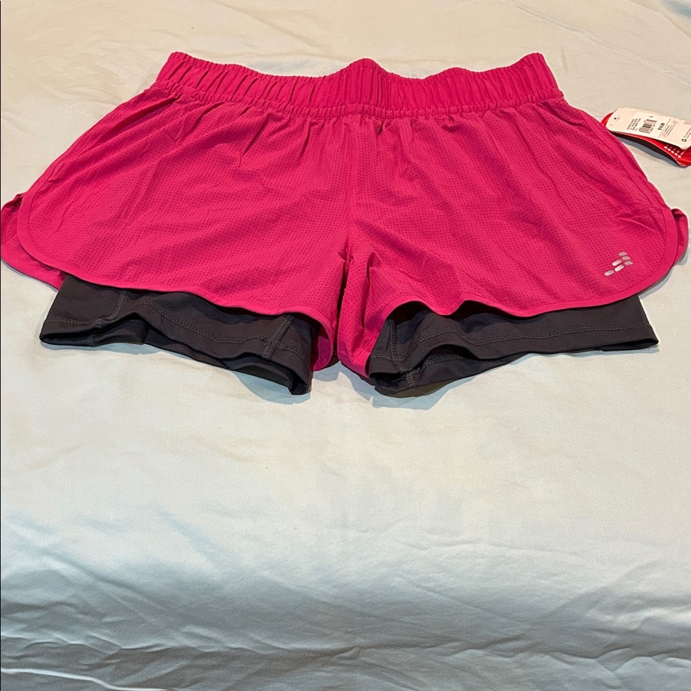 bcg Hot Pink Layered Athletic Shorts with Black Liner